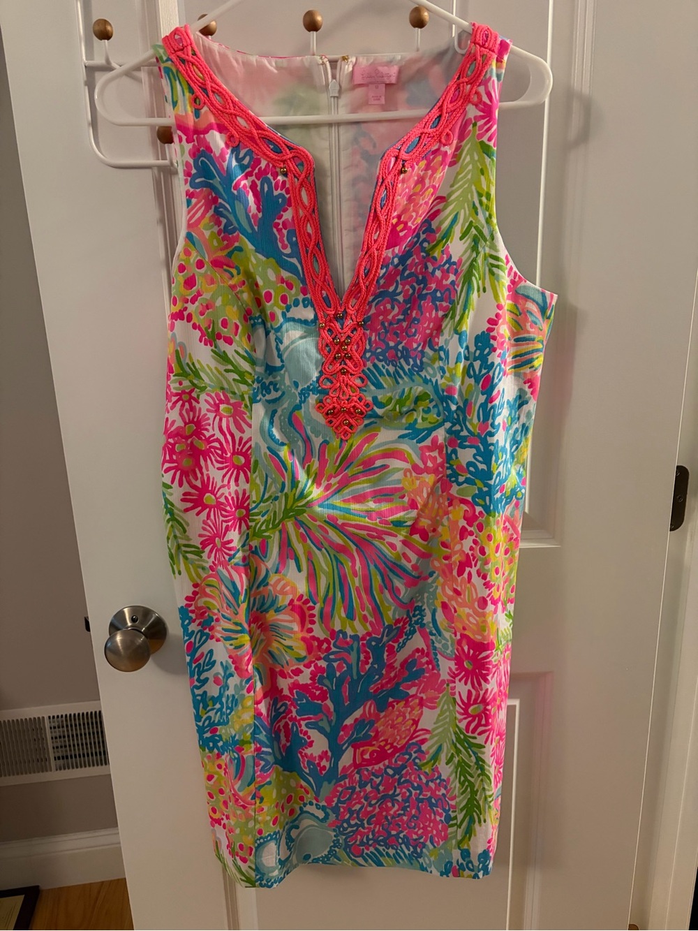 Lilly Pulitzer Multicolor Floral Sleeveless Shift Dress with Pink Trim